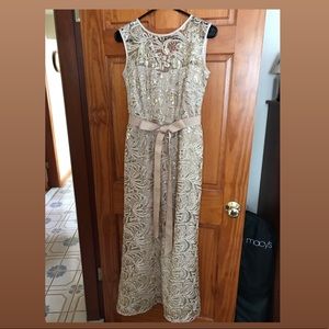 Gold Flower Sequin Gown